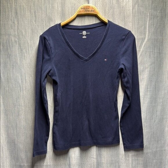 Tommy Hilfiger Navy Long Sleeve Top size medium - Picture 1 of 8